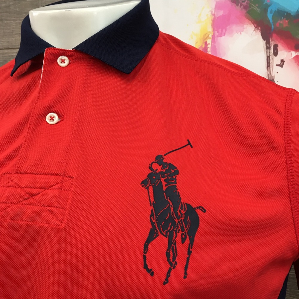 Polo Ralph Lauren Mens Large‎ USA Polo Shirt Rugby Crest Big Pony Red White - Picture 3 of 10
